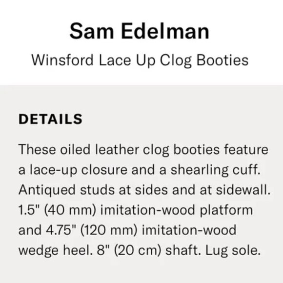 Sam Edelman Winsford Lace Up Chunky Studded Clog Shealing Leather Heeled Boots - Picture 12 of 12